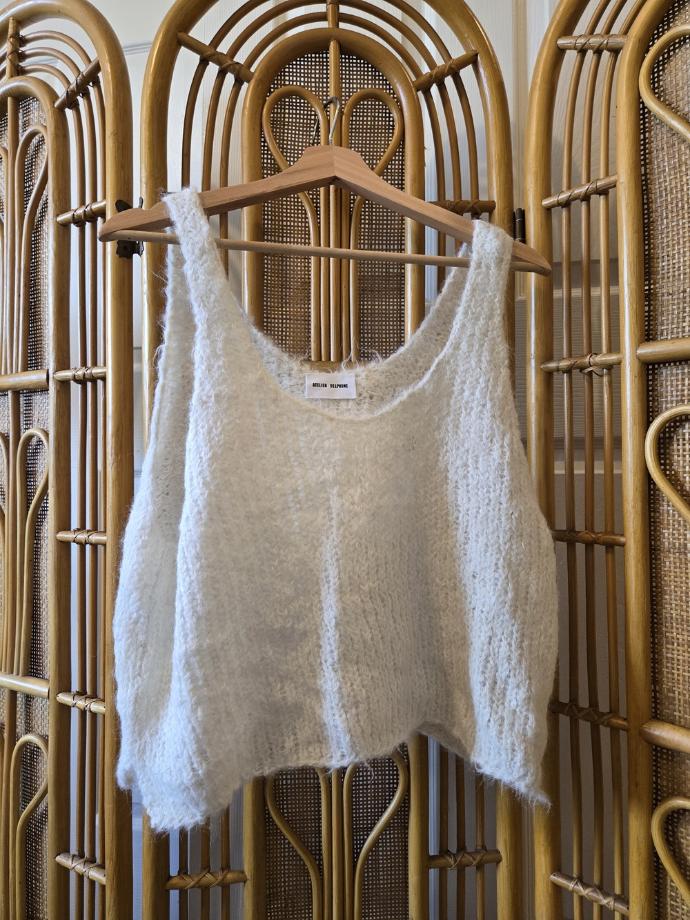 Altelier Delphine Fuzzy Alpaca Knit Tank Top - Cream